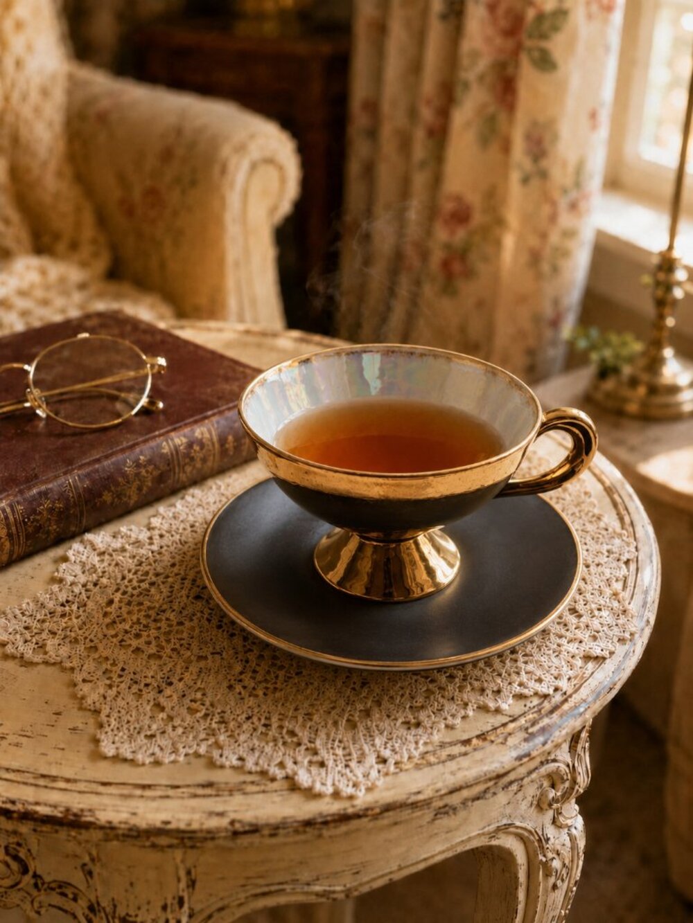 Vintage Gold Gilt and Luster Castle China Teacup and Saucer